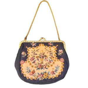 Beautiful Made in England Cross Stitch Vintage Floral Purse Made for Thalhimers